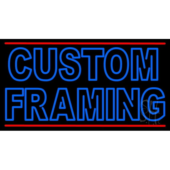Blue Custom Framing With Lines LED Neon Sign 20 x 37 - inches, Clear Edge Cut Acrylic Backing, with Dimmer - Bright and Premium built indoor LED Neon Sign for art gallery, and exhibition.