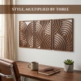 thumbnail image 3 of Large - Round Unframed Walnut Wooden Wall Sculpture Set of 3 Home Decor Accent, 3 of 7