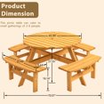 thumbnail image 2 of Outdoor 8 Person Picnic Table - Natural Wood Construction, 2220lb Capacity, Camping & Garden Dining Wooden Garden, Load With Seats, 2 of 5