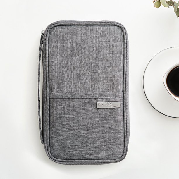 Bolsa de pasaporte de gran capacidad, multifuncional, con textura de tela Oxford, bolsa de viaje catiónica, impermeable, para tarjetas de identificación