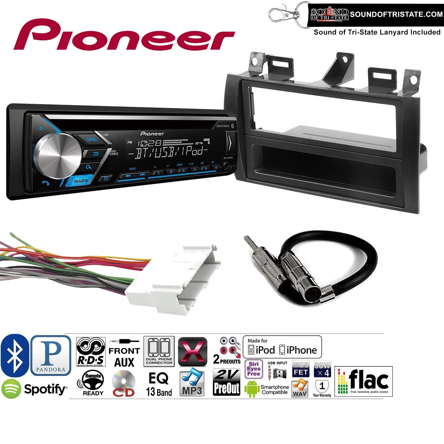 Pioneer DEHS4000BT Double Din Radio Install Kit with Bluetooth, CD