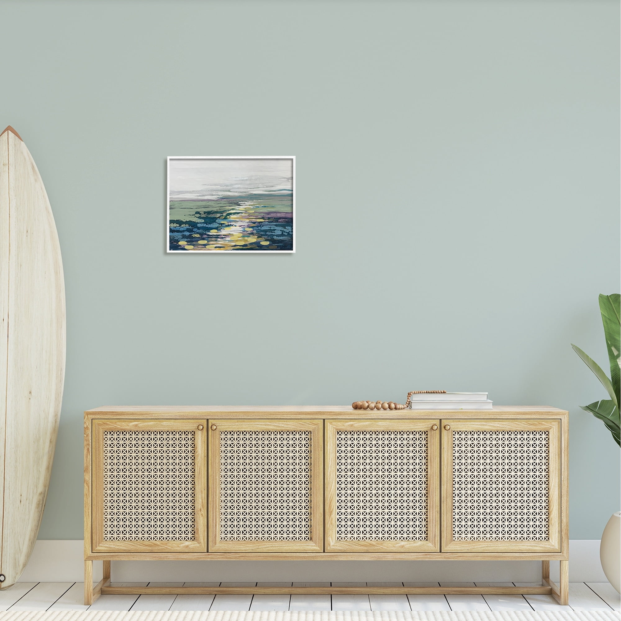 Stupell Industries Vivid Sea Water Ocean Surface Ripples Collage Painting White Framed Art Print Wall Art, Design by Stacy Gresell