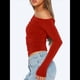 thumbnail image 5 of Blusa Informal de Larga con Cuello y Hombros Descubiertos para Mujer, Ajustada, para Salir, Estilo Y2K Rojo L, 5 of 7