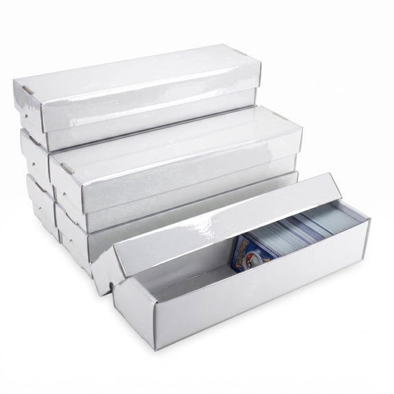 6-Pack 1000 Count White Laminted Corrugated Cardboard Bulk Trading Card Storage Box,  for TCG/Magic/Sport Cards Storage Collectors