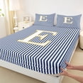 thumbnail image 4 of Erosebridal Kids Cartoon Monogrammed E Bed Sheets, Navy Stripes Ombre King Sheets, 4pcs, 4 of 5
