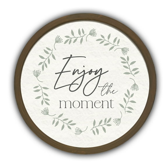 Creative Products Enjoy the Moment 20 x 20 Round Brown Framed Print