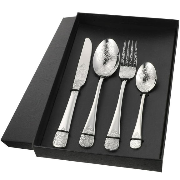 Worgeous 1 Set Stainless Steel Spoon Fork Cutter Silverware Steak Cutlery Home Dinnerware