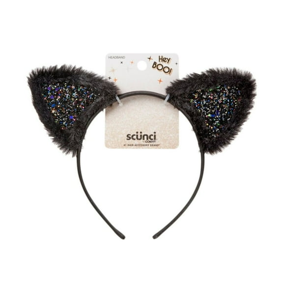 Scunci Hey Boo Halloween Cat Ear Headband, 1-Piece