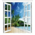 thumbnail image 3 of Ambesonne Tropical Shower Curtain, Green Colored Window View, 69"Wx84"L, Multicolor, 3 of 3