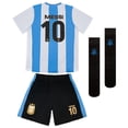 thumbnail image 3 of Icon Sports Officially Licensed Argentine Football Federation Lionel Messi Fan Pack - 3-Piece Soccer Set - Game Day Shirt, Shorts & Socks - Unisex Kids - AFA001UF Light Blue YM, 3 of 8
