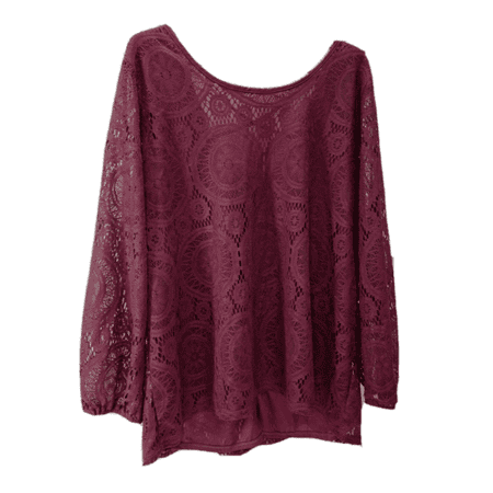 ING Plus Size Long-Sleeve Lace Top 1X/Plum