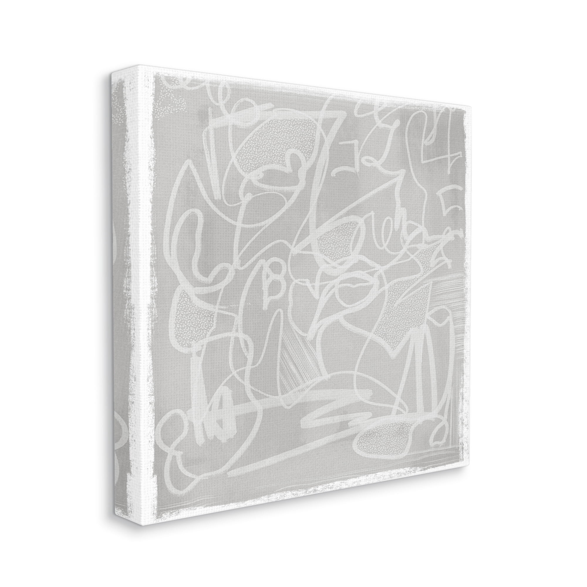 Stupell Industries Grey Modern Squiggles Abstract Painting Gallery Wrapped Canvas Print Wall Art, 36 x 36