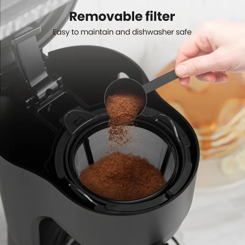 Auseo 5-Cup Fast Brew  Drip Coffee Maker Quick Heat, Anti-Drip & Detachable Funnel & Filter, 700W Beginner-Friendly Espresso Machine with Glass Carafe