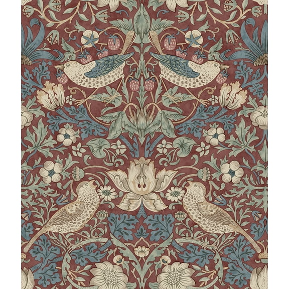 Morris & Co. Strawberry Thief Madder Peel and Stick Wallpaper