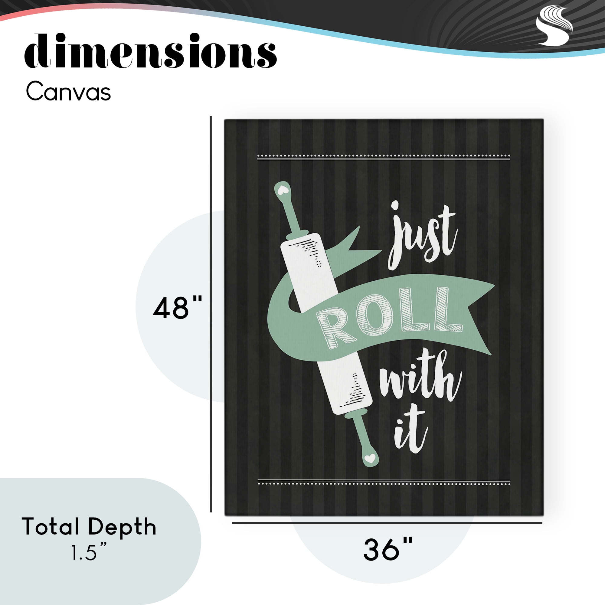 Roll With It Black & Green Canvas Wall Art, design by Lettered and Lined