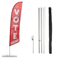 Vispronet Vote Here Feather Flag Kit, 13.5ft Red Vote Flag with Pole Set, Ground Stake