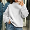 thumbnail image 2 of Womens Mock Neck Sweatshirt Oversized Pullover Sweatshirts No Hood Plain Long Sleeve Turtleneck Tops Fall Winter Clothes White M, 2 of 9