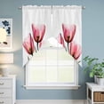 thumbnail image 6 of Pink Tulip Kitchen Window Curtains, Swag Curtains Valance for Bedroom Living Room Bathroom, Modern Blossom Pastel White Floral Petal Rod Pocket Window Treatment Curtain Block Drapes 2 Panels 28"x36", 6 of 9