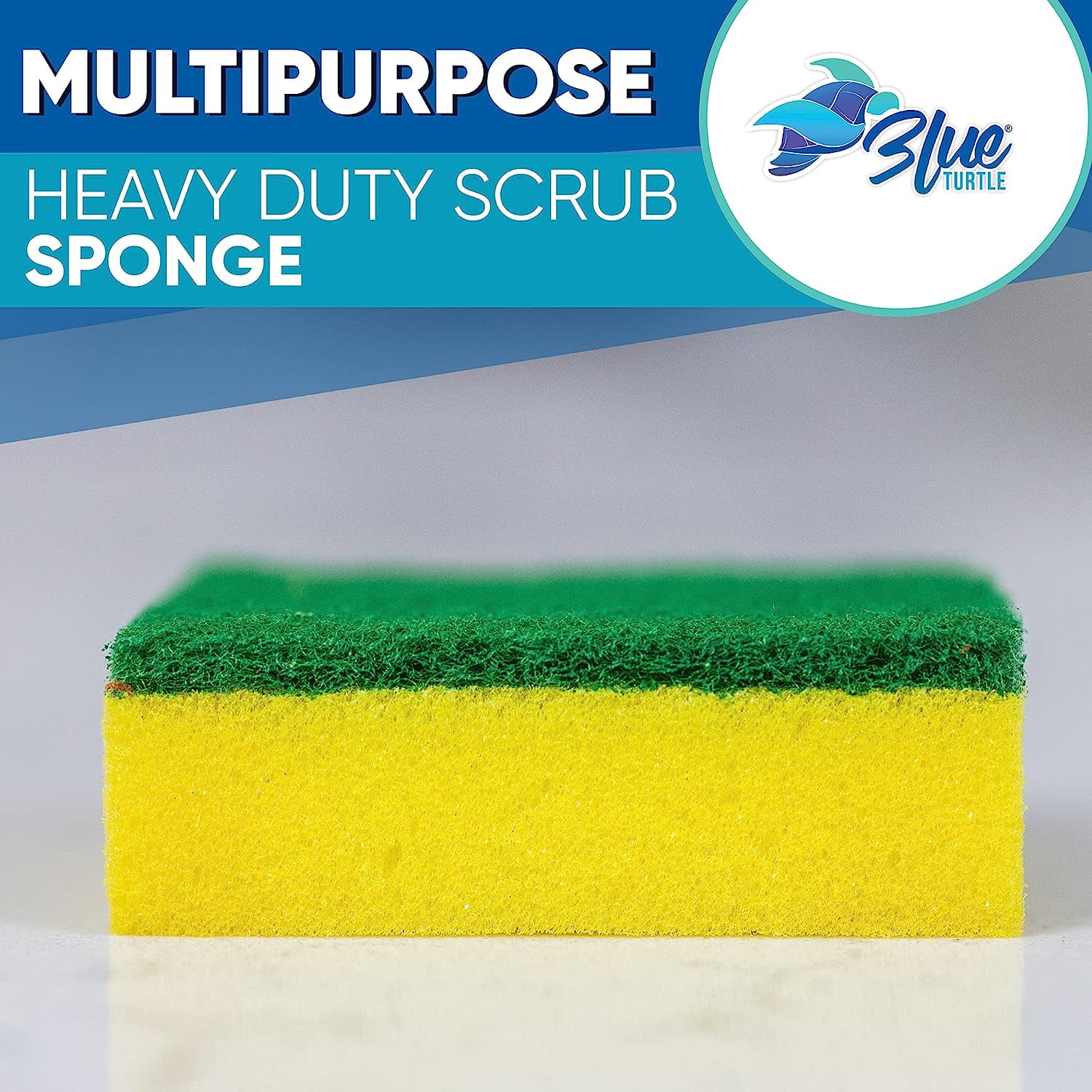 Blue Turtle Sponges for Dishes – 3 Pack Non Scratch Nail Saver Kitchen  Sponges – Premium Multifunction Scrub Sponge Protects Nails & Fingers –  Odor