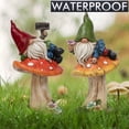 thumbnail image 2 of TERESA'S COLLECTIONS Resin Garden Gnome Statues on Mushroom, Set of 2 Outdoor Patio Decor, Housewarming Gift, 2 of 6