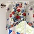 thumbnail image 5 of Independence Day Tie Up Valances Curtain, Adjustable Kitchen Red Blue USA Flag Penang Flower Stars Linen Texture Valances for Windows Rod Pocket Short Curtains Set for Bedroom/Bathroom, 54"x18", 5 of 9