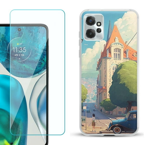 OneToughShield ® for Motorola Moto G Power 5G 2023 Shockproof Fashion Phone Case, with Tempered Glass Screen Protector - Europe Summer