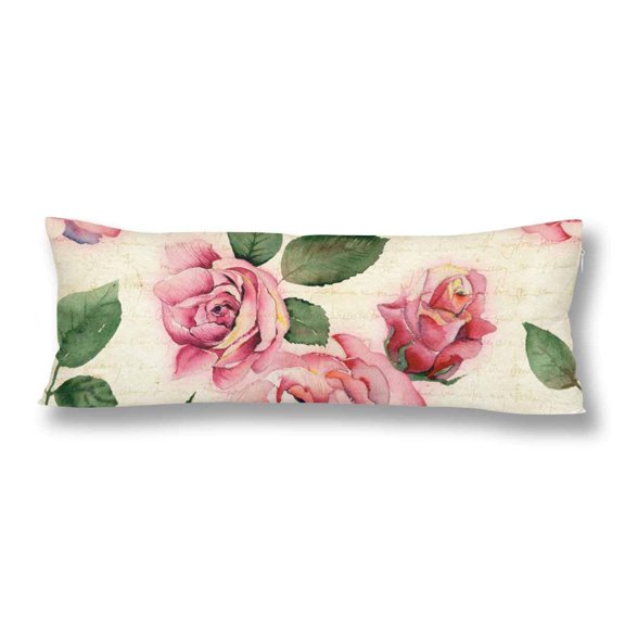 ABPHOTO Watercolor Flower Roses Seamless Pattern Body Pillow Covers Case Protector 20x60 inch