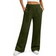 thumbnail image 7 of ZHYou No Boundarie Sweatpants for Women Wide Leg Side Tied High Waist Soft Comfy Baggy Fit Pull On Pants with Pockets,Army Green,Size S, 7 of 7