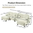 thumbnail image 5 of 138" Oversized Modular Sectional Sofa, U-Shaped Cloud Couch with Removable Ruffles Pleats Skirts and Movable Ottomans, 6 Seater Chenille Sleeper Couch Set, Beige, 5 of 9