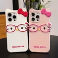 thumbnail image 2 of INS Cute Glasses Simple Lovely Hello Kitty Phone Case For iPhone 16 15 14 13 12 11 Pro Max XR XS MAX 16 PLUS Case  Back Cover, 2 of 8