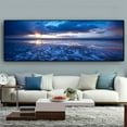 thumbnail image 3 of Ocean Canvas Wall Art Teal Coastal Beach Painting Blue Sky Natural Turquoise Landscape Panoramic Picture Gold Foil Textured Artwork without Fram for Living Room Bedroom Kitchen Bathroom Decor,60x20in, 3 of 7