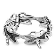 Sterling Silver Dragonfly Women's Ring Promise 925 Band 9mm Jewelry Female Male Unisex Size 5