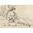 thumbnail image 2 of John Hamilton Mortimer 14x11 Gold Ornate Wood Frame and Double Matted Museum Art Print Titled - Reclining Female Figure in an Italian Landscape, 2 of 4