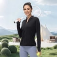 thumbnail image 5 of OIUUAK Women's Athletic Running Yoga Gym Track Zip Up Cropped Jackets UPF 50+ Sun Protection Long Sleeve Workout Shirts Quick Dry Sun Shirt Hiking Outing, Black, 5 of 9