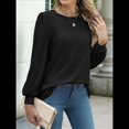 thumbnail image 4 of Blusas de Larga con Ojales para Mujer, -Otoño 2025, Cuello Redondo, Blusas Informales Holgadas, Conjuntos de Moda. Negro L, 4 of 10