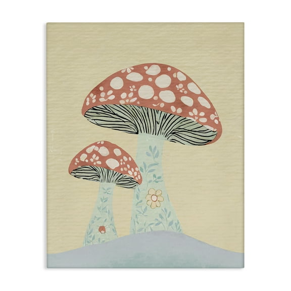 Stupell Industries Floral Collaged Mushrooms Botanical & Floral Painting Gallery Wrapped Canvas Art Print Wall Art, 16 x 20