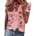 thumbnail image 1 of Fashnice Women Blouse Ruffle Tops V Neck Shirts Basic Office Pullover Top Pink S, 1 of 2