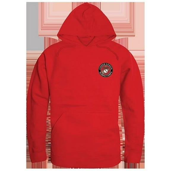 USMC Emblem Graphic Pullover Sweatshirt, RED - Small