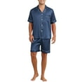 thumbnail image 2 of Conjunto de Pijamas Satinados INSPIRE CHIC para Hombre, Pijamas de Manga Corta de Dos Piezas con Bolsillos, Pijamas Suaves para la Noche 2XL Azul, 2 of 6