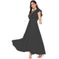 thumbnail image 2 of eloria Women's Ruffels Sleeve Party Wear Dress A-line Fit & Flare Long Dress Size: XL | Color: Charcoal, 2 of 5