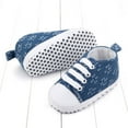 thumbnail image 2 of Baywell Baby Boys Girls High Top Sneaker Soft Anti-Slip Sole Newborn Infant First Walkers Canvas Denim Shoes Sky Blue 01 0-6 Months, 2 of 5