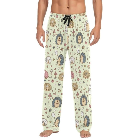 GZHJMY Hedgehog Pajama Pants for Men, Lounge Pants Lightweight Men Pajama Bottoms with Drawstring Pockets, Christmas New Year Birthday Gifts, Large