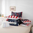 thumbnail image 5 of Manfei Blue Red Stars Bed in a Bag King Size,Splatter Ink Bed Set,Red White Lines Bedding King Size,Super Cozy Room Decorative Reversible,7 Pieces, 5 of 7