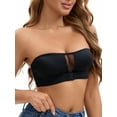 thumbnail image 4 of INSPIRE CHIC Women's Mesh Front Closure Push Up Wirefree Bandeau Strapless Breathable Tube Bras S Black, 4 of 4