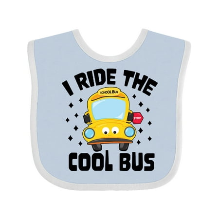 

Inktastic I Ride the Cool Bus with Yellow Bus Boys or Girls Baby Bib