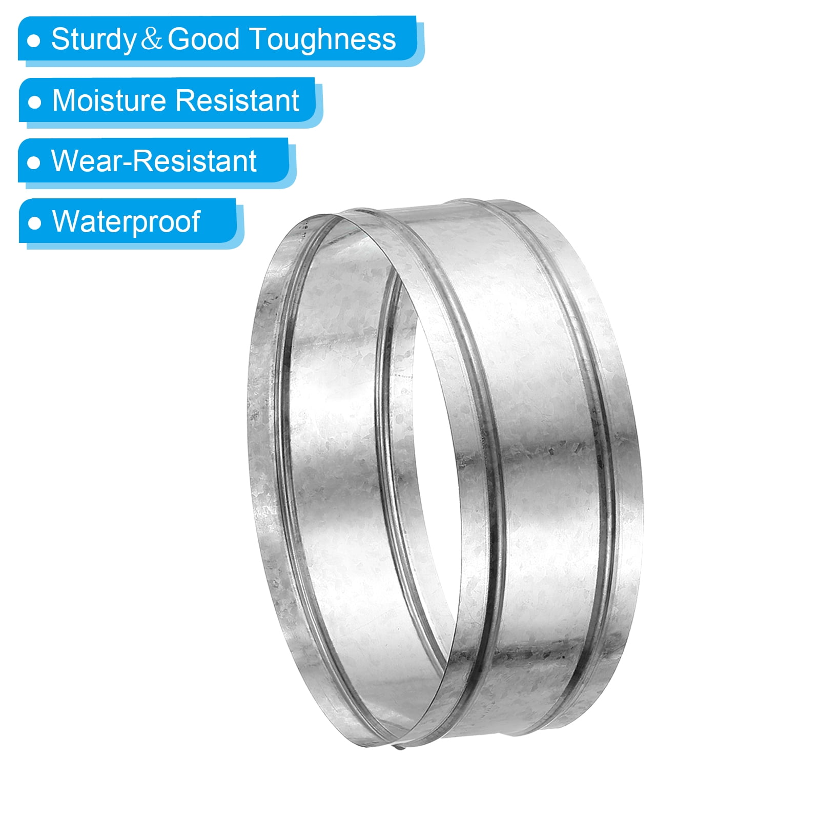 Uxcell 10.6" Duct Connector, 1 Set Galvanized Iron Duct Coupling Vent Coupler Dryer Pipe Coupling Hose Extension Connector with Duct Clamps for HVAC Exhaust Fan Vent Systems, 4" Long