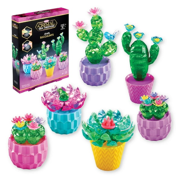 Crystal Gem Creations Jewel Succulents Kit by RoseArt, 175 Pieces, Great for Adults, Tweens and Children Ages 8+. Great Mother's Day gift.