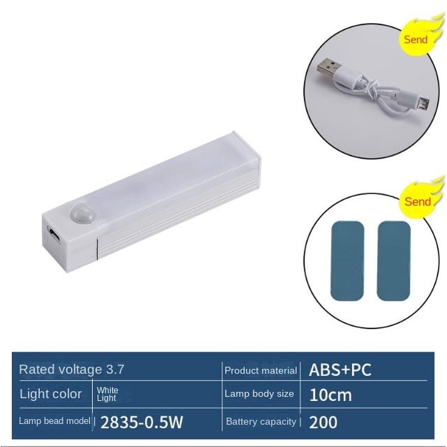 Tira de luz con detección de carga USB inteligente, luz de atenuación ultrafina, 1 piezas, armario de cocina, vitrina