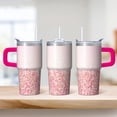 thumbnail image 2 of 20oz Leak Proof Stainless Steel Tumbler With Handle Insulated Double Wall Geometric Design Travel Cup Includes Straw, 2 of 5