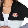thumbnail image 3 of Women's Gameday Couture  Black/White New York Red Bulls Offside Hustle Colorblock Tri-Blend Hooded Cardigan, 3 of 3